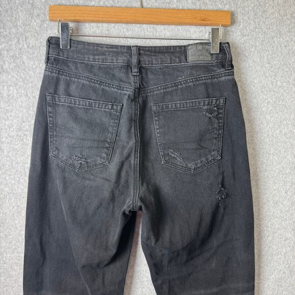 American Eagle Jeans Women’s Size 4 Tall Black High Rise Boho Distressed Grunge - Picture 10 of 14